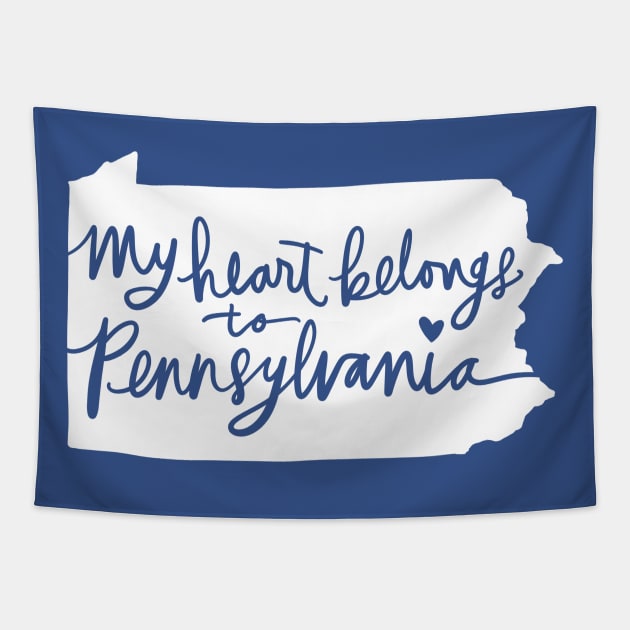 My Heart Belongs To Pennsylvania: State Pride Calligraphy Tapestry by Tessa McSorley