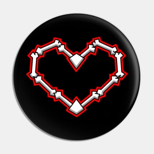 Gothic Romance - Bone Heart - Skeleton Love - Red and White - Heart Pin