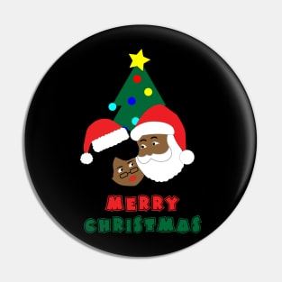 Black Santa and Mrs. Claus Merry Christmas Pin