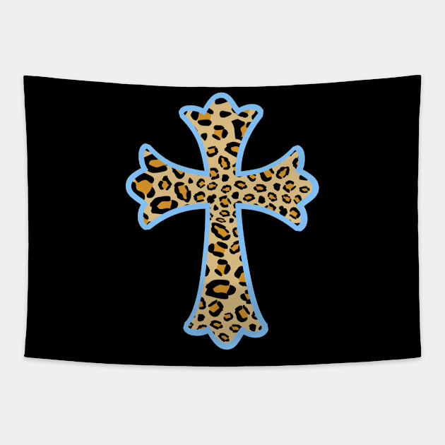 Cheetah Print Cross - Christian Faith Tees for Women Tapestry by JPDesigns