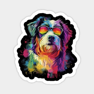 Colourful Cool Golden Doodle Dog with Sunglasses Magnet