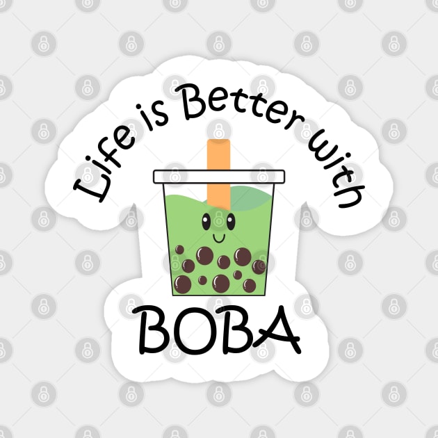 Life is Better with Boba Matcha Green Tea Magnet by Kelly Gigi