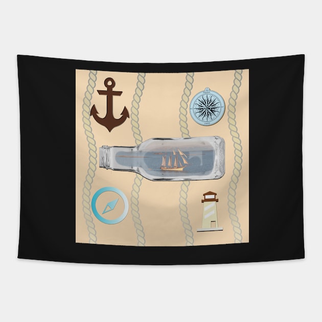 THE BEACH IS MY HAPPY PLACE NAUTICAL THEMED  WARM BEACH SAND COLOR Tapestry by KathyNoNoise