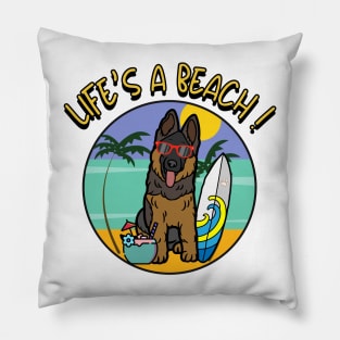 Funny guard dog is chilling on the beach Pillow