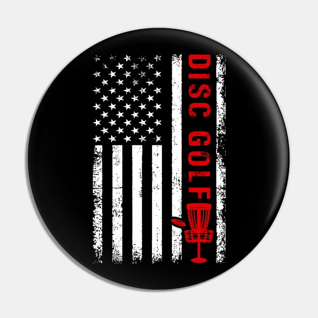Funny Disc Golf Player USA American Flag Pin by Visual Vibes