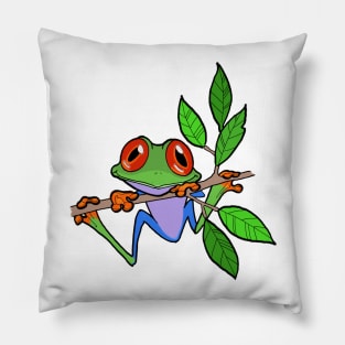 Adorable Tree Frog Sitting On A Branch Pillow