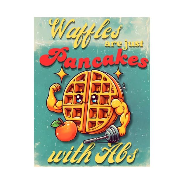 Waffles are just pancakes with abs - Funny food humor by THESHOPmyshp