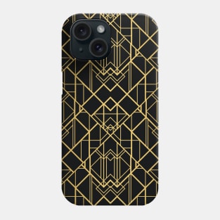 Black and Gold Vintage Faux Foil Art Deco Geometric Diamond Pattern Phone Case