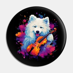 Samoyed Playing Violin Pin