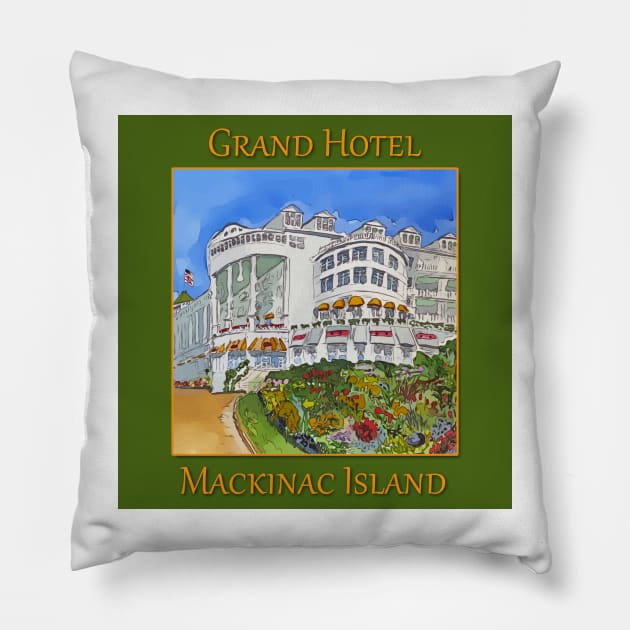 Grand Hotel in Mackinaw Island, Michigan Pillow by WelshDesigns