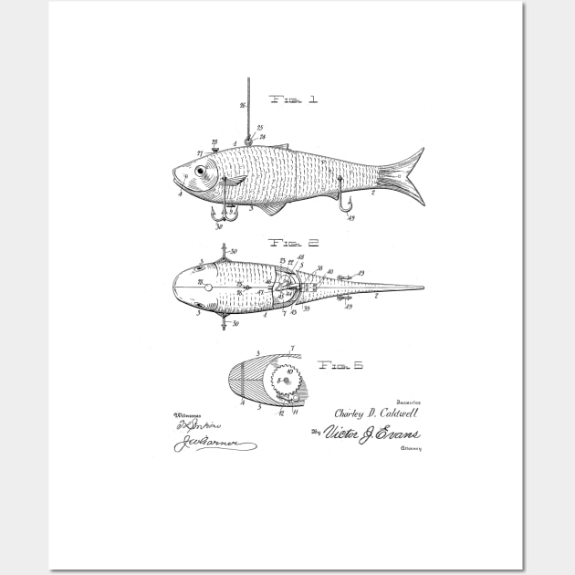 FISHING LURE VINTAGE PATENT DRAWING - Patent - Posters and Art Prints