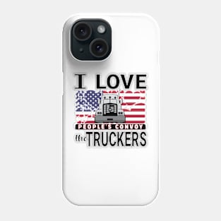 I LOVE THE TRUCKERS - PEOPLES CONVOY - USA FLAG OF HEARTS WITH BLACK LETTERS Phone Case