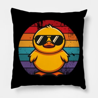 Cool Retro Yellow Duck in Sunglasses 70s 80s 90s Funny Duck Pillow