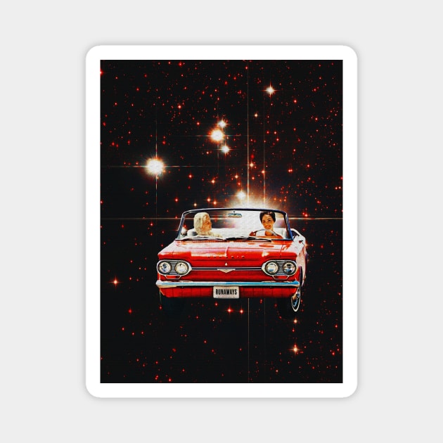 We'll Run Away - Space Collage, Retro Futurism, Sci Fi Magnet by jessgaspar