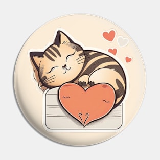 Sleepy Cat Valentine's Day Pin