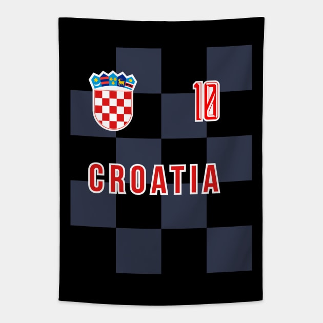Croatia National Team Checkered Away Jersey Style Tapestry by CR8ART