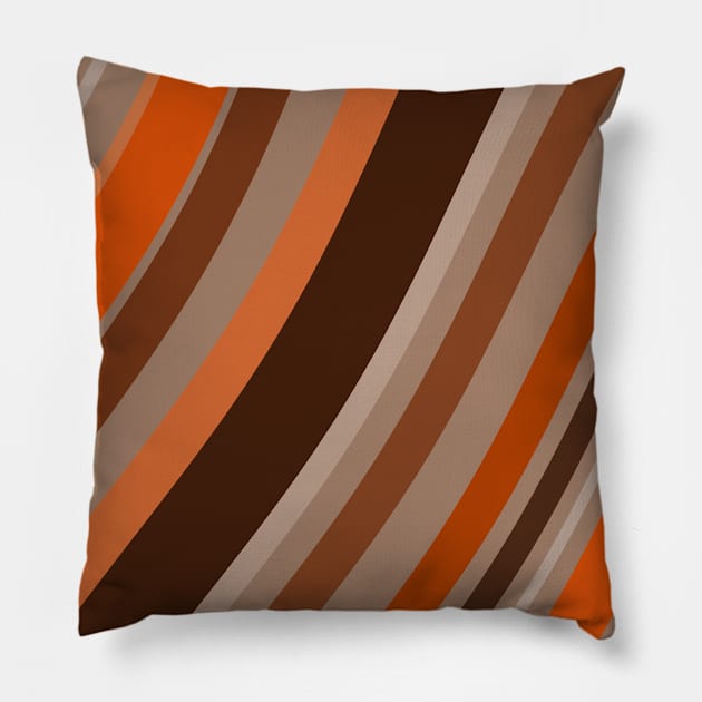 Trendy cool boho stylish brown orange wavy lines abstract pattern Pillow by galaxieartshop