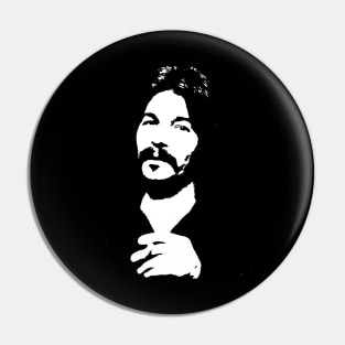 John Prine White Stencil Pin