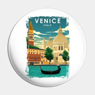 Venice Italy Vintage Minimal Travel Poster Pin