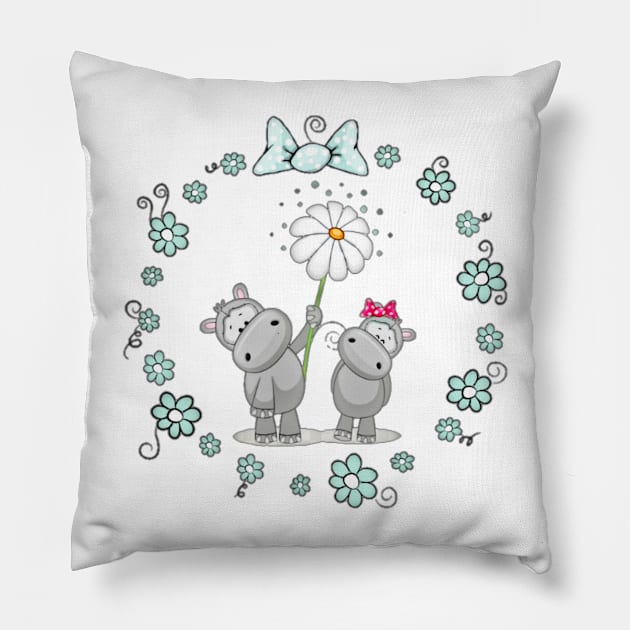 CUTE HIPPO Pillow by tzolotov