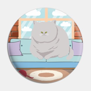 Happy Grey Cat Pin