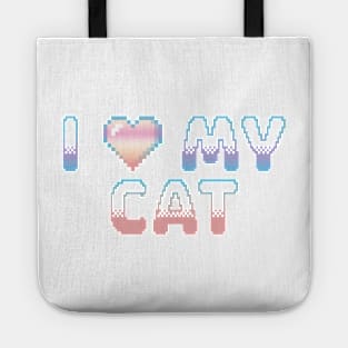 I Heart My Cat Classic Video Game Graphic Rainbow Pastel Gradient Tote