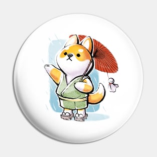 Teru teru bōzu - Shiba Inu Rain - Japanese Umbrella Dog Pin