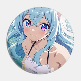 Anime Girl Beach Day Pin