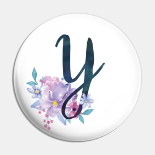 Floral Monogram Y Pretty Lilac Bouquet Pin