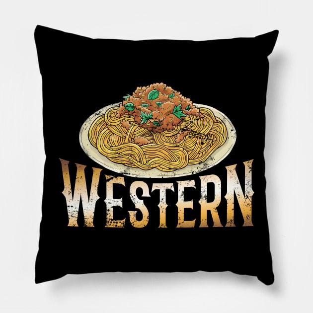 Spaghetti Western Lover Meme Pasta Retro Cowboys Wild West Pillow by CultTees