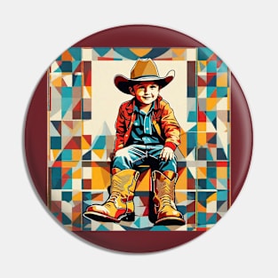 Young Cowboy Wearing His Father's Boots Pin