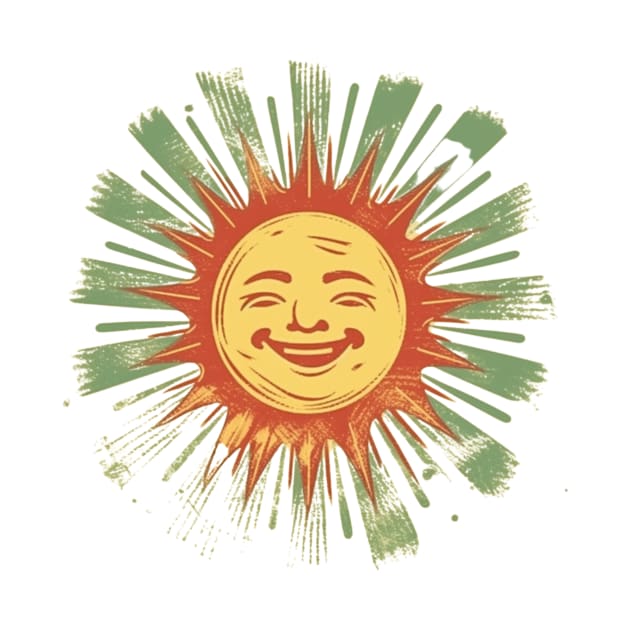 Retro smiling sun illustration by bigmomentsdesign