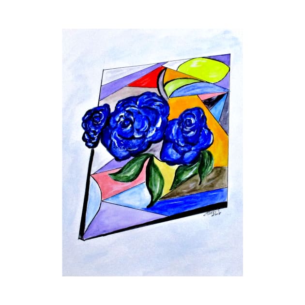 Whimsical Blue Roses Trans BG by cjkell