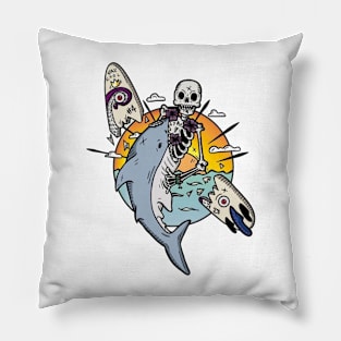 Skeleton Surfer Pillow