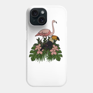 Toucan Bird Flamingo Bird Floral Palm Leaves Phone Case