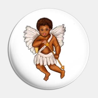 The Best Valentine’s Day Gift ideas 2022, Cupid.... afro baby angel holding an arrow - curly Afro Hair and gold arrow Pin