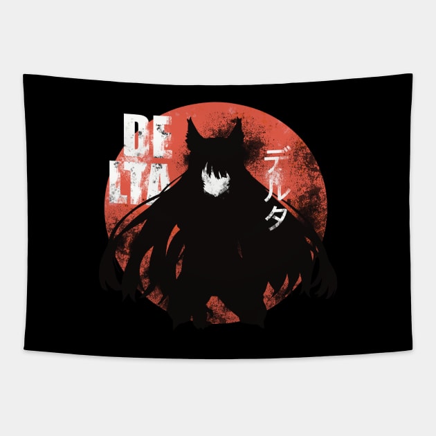 The Eminence in Shadow Delta in Vintage Minimalist Anime Characters Design with Japanese Name Tapestry by Animangapoi