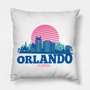 Retro Orlando, Florida Skyline Pillow