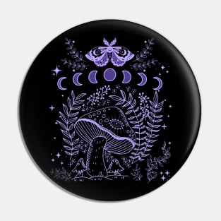 Cottagecore Mushroom Fairycore Moon Phases Pin