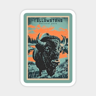 Yellowstone National Park Buffalo Vintage Travel Poster Magnet