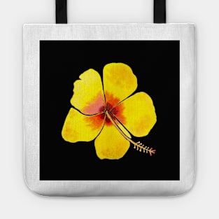 Yellow Hibiscus Flower with a black background Tote