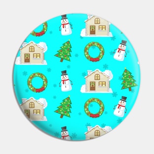 Christmas Pattern - Blue Background Pin