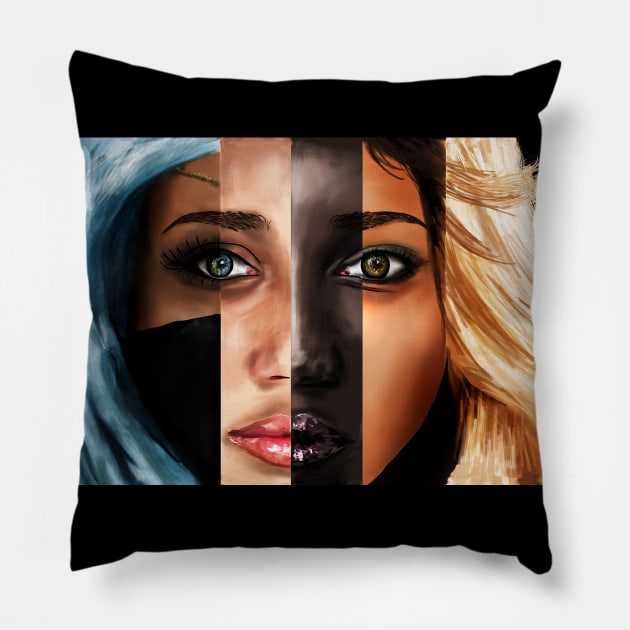 Face of Humanity Pillow by sparkling-in-silence