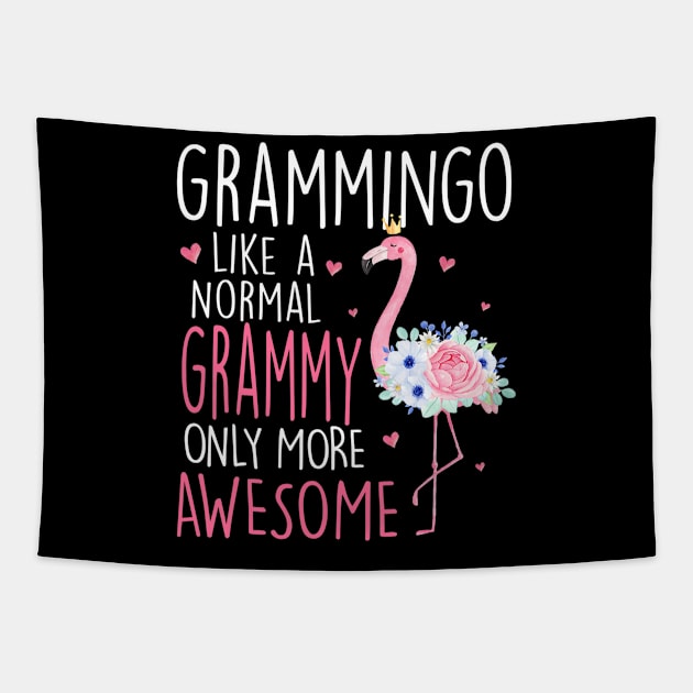 Flamingo Grammingo Like A Normal Grammy Floral Funny Grandma Tapestry by Olegpavlovmmo