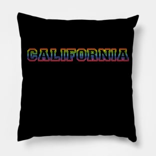 California Pride Rainbow Black Pillow