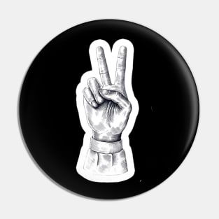 peace hand black Pin