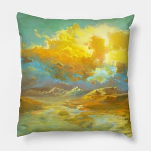 Dawn landscape - Digital Art! Pillow