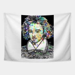 CHRISTOPHER MARLOWE watercolor and ink portrait Tapestry