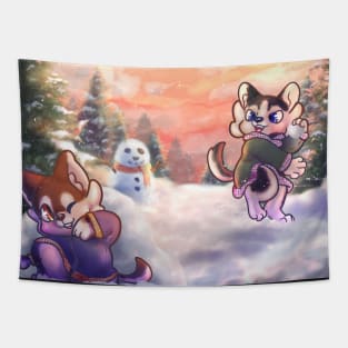 Snowball Fight Tapestry