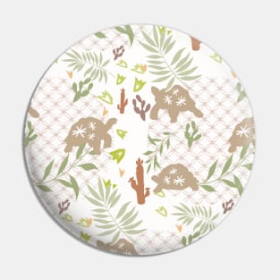 Cute Galapagos Tortoise with Cactus Fruits Save The Environment Wildlife Tortoise Pattern Pin